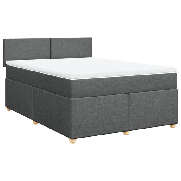 vidaXL Box spring posteljni z vzmetnico temno siv 140x190 cm blago