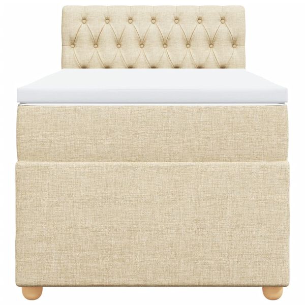 vidaXL Box spring postelja z vzmetnico krem 90x190 cm blago