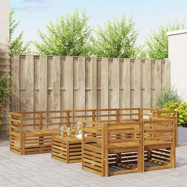 vidaXL Sedežne garniture 9 pcs Naravna Masiven les akacije
