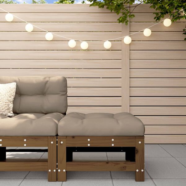 vidaXL Vrtni stolček za noge z blazino medeno rjava trdna borovina