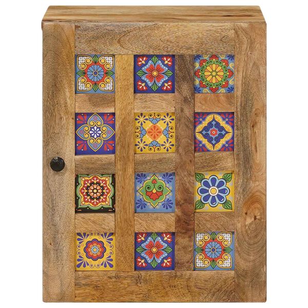 vidaXL Viseča omara za kopalnico z vrati Naravna 38 x 33,5 x 48 cm