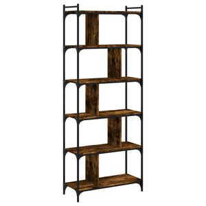 vidaXL Knjižna omara 6-nadstropna dimljen hrast 76x32x192 cm inž. les