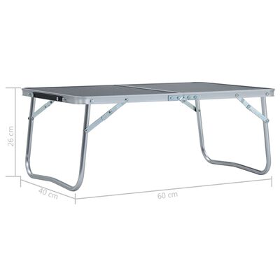 vidaXL Zložljiva miza za kampiranje siva iz aluminija 60x40 cm