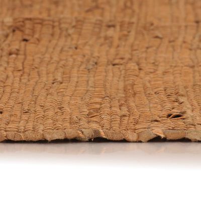 vidaXL Ročno pletena Chindi preproga iz usnja 160x230 cm rumenorjava