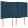 vidaXL Vzglavje z u&scaron;esi temno modro 147x16x118/128 cm žamet
