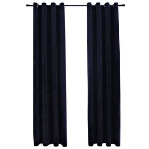 vidaXL Zatemnitvene zavese z obročki 2 kosa žamet črne 140x245 cm