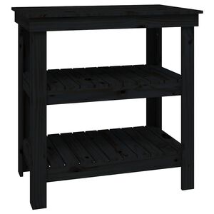 vidaXL Delovna miza črna 78,5x50x80 cm trdna borovina