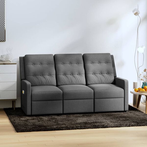 vidaXL Masažni trosed svetlo sivo blago