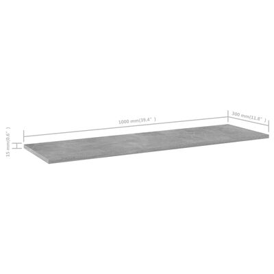 vidaXL Dodatne police za omaro 8 kosov betonsko sive 100x30x1,5 cm