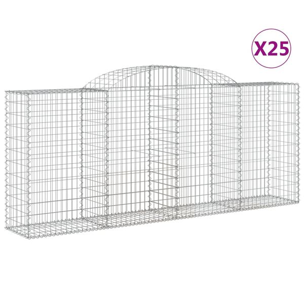 vidaXL Obokane gabion košare 25 kosa 300x50x120/140cm pocinkano železo