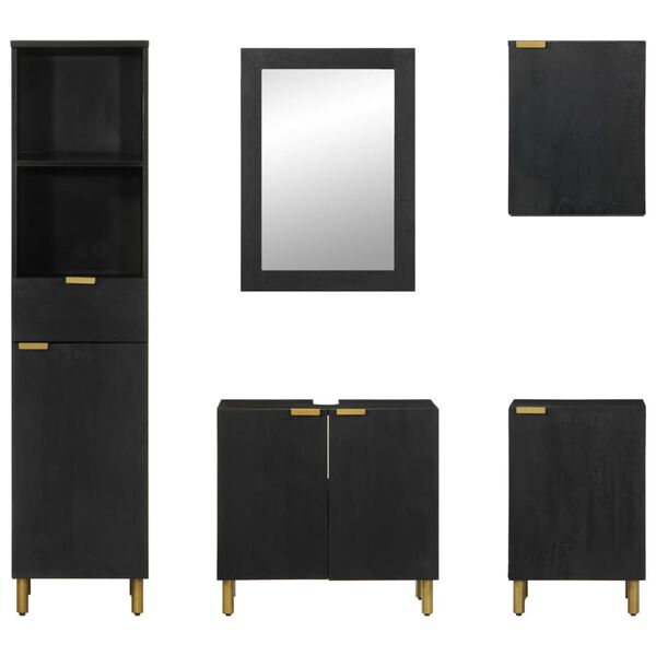 vidaXL Kopalni&scaron;ko pohi&scaron;tvo 5 kosov črne barve inženirski les