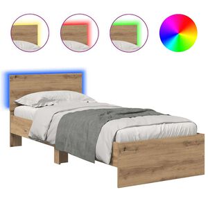 vidaXL Konstrukcija postelje Umetni hrast 75 x 190 cm Konstruiran les