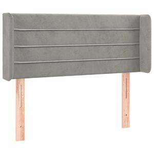 vidaXL Vzglavje z u&scaron;esi svetlo sivo 83x16x78/88 cm žamet