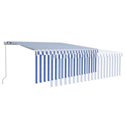 vidaXL Ročno zložljiva tenda s senčilom 4,5x3 m modra in bela