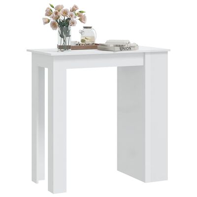 vidaXL Barska miza s policami visok sijaj bela 102x50x103,5 cm
