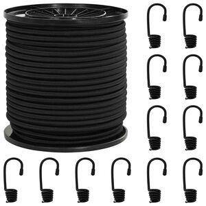 vidaXL Bungee vrvi s kljukami 4 mm Črna PP in guma