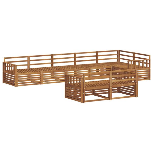 vidaXL Zunanja garnitura za sedenje 8 pcs Naravna Masiven les akacije