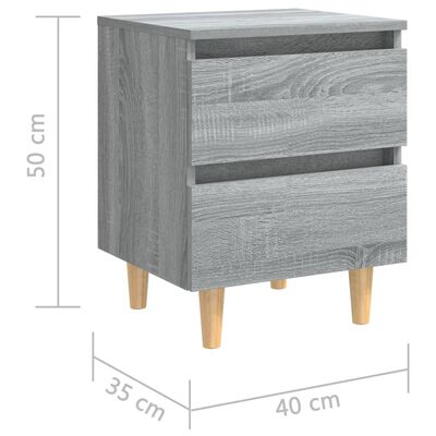 vidaXL Nočna omarica z lesenimi nogami siva sonoma 40x35x50 cm