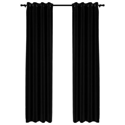 vidaXL Zatemnitvene zavese z obročki 2 kosa črne 140x225 cm
