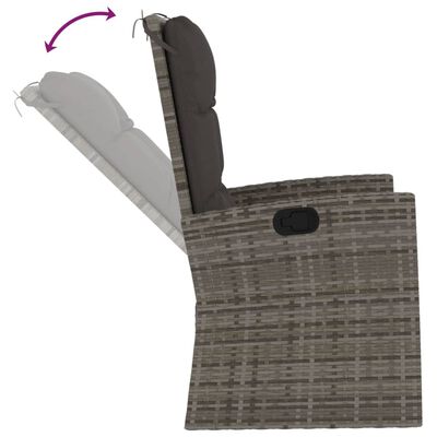 vidaXL Vrtna sedežna garnitura 3-delna z blazinami siv poli ratan