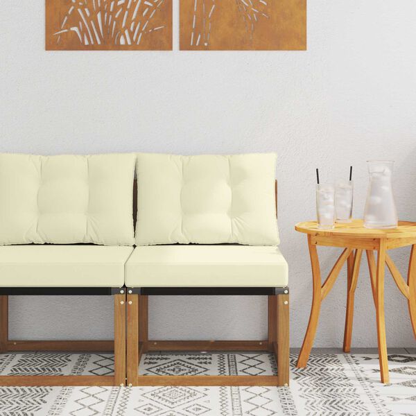 vidaXL Zunanja srednja sofa Trdni akacijev les in tkanina Textilene