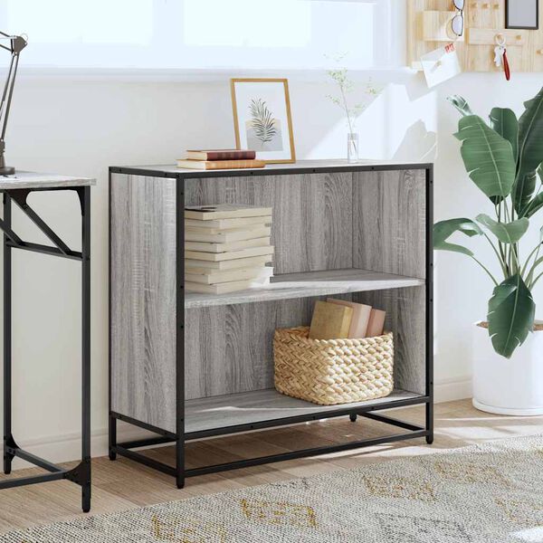 vidaXL Knjižna omara siva sonoma 80,5x35x76 cm cm inženirski les