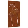 vidaXL Vrtna stenska dekoracija 105x55 cm corten jeklo cvetlice
