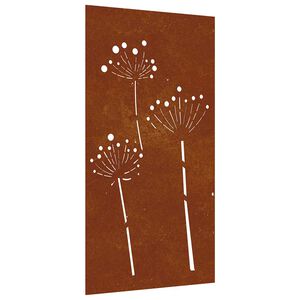 vidaXL Vrtna stenska dekoracija 105x55 cm corten jeklo cvetlice