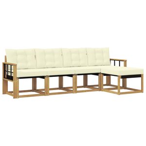 vidaXL Zunanja garnitura za sedenje z blazino 5 pcs Bela in krem