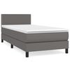 vidaXL Box spring postelja z vzmetnico siv 90x190 cm umetno usnje