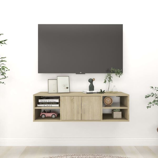 vidaXL Stenska polica sonoma hrast 102x30x29 cm inženirski les