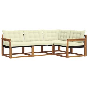 vidaXL Zunanja garnitura za sedenje z blazino 4 pcs Naravna in smetana