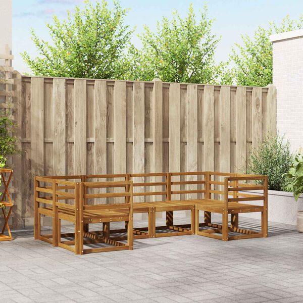 vidaXL Zunanja garnitura za sedenje 6 pcs Naravna Masiven les akacije