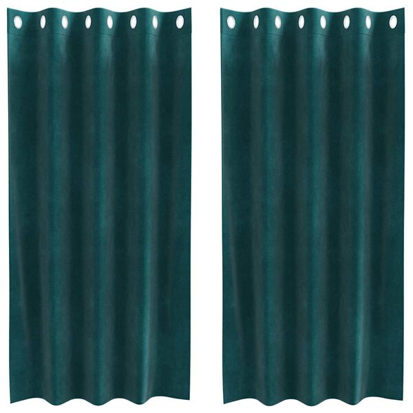 vidaXL Zatemnitvene zavese 2 pcs Temno zelena 140 x 175 cm Žamet