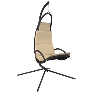 vidaXL Vrtni gugalni stol z blazino krem oxford blago in jeklo