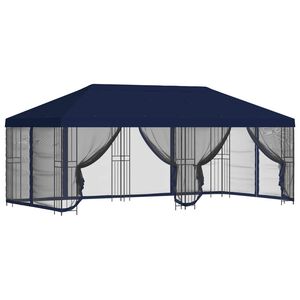 vidaXL Paviljon s stenami 6 x 3 m Modra Poliester in jeklo 190