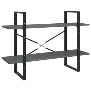 vidaXL Knjižna omara 2-nadstropna siva 100x30x70 cm trdna borovina