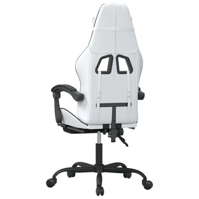 vidaXL Gaming stol z oporo za noge belo in črno umetno usnje
