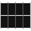 vidaXL Paravan 4-delni črn 200x180 cm blago