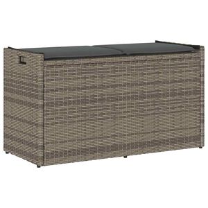 vidaXL Zunanja klop za shranjevanje z blazino Grey 100 cm poli ratan