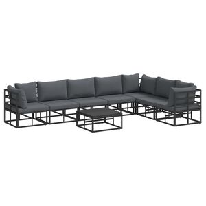 vidaXL Vrtna sedežna garnitura 8 kos Črna Aluminij
