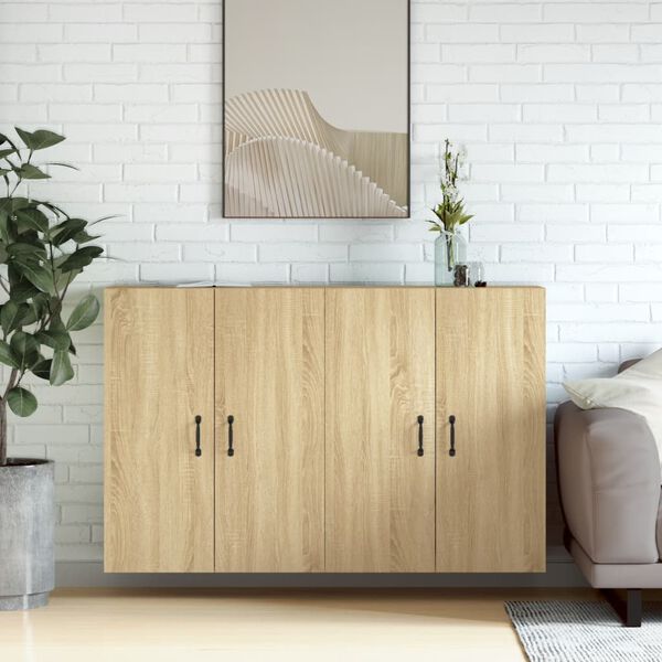 vidaXL Stenska omarica 2 kosa sonoma hrast inženirski les