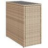 vidaXL Vrtna miza s stekleno mizno plo&scaron;čo bež 58x27,5x55cm poli ratan
