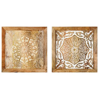 vidaXL Ročno izrezljani stenski paneli 2 kosa mangov les 40x40x1,5 cm
