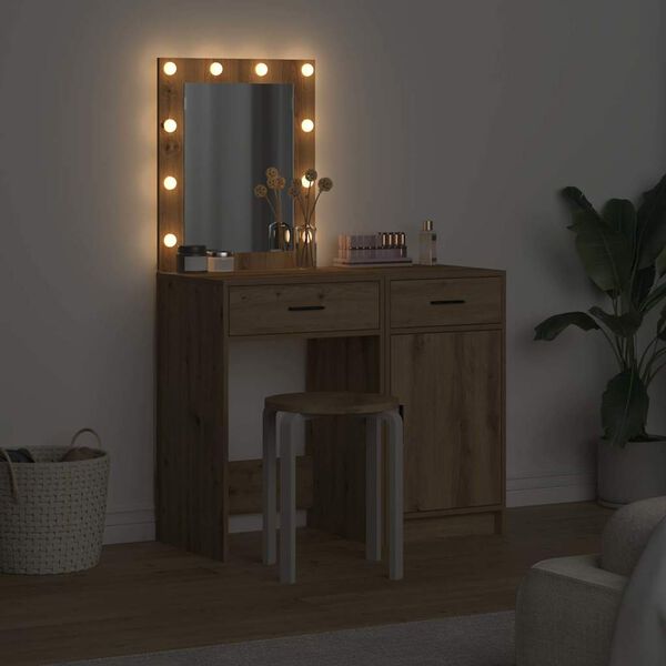 vidaXL Toaletna mizica 2 pcs Rjava 50 x 41 x 135 cm Konstruiran les