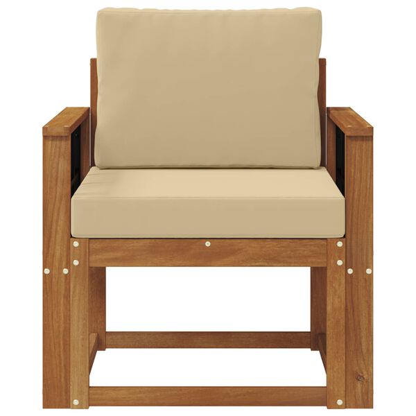 vidaXL Zunanji kavč Masivno akacijevo les in poliester Naravna