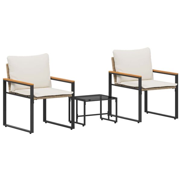 vidaXL Kompleti pohi&scaron;tva z blazino 3 pcs Bež in smetanasto bela Ratan