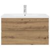 vidaXL omarica za umivalnik z vgrajenim umivalnikom pipo Artisan Oak