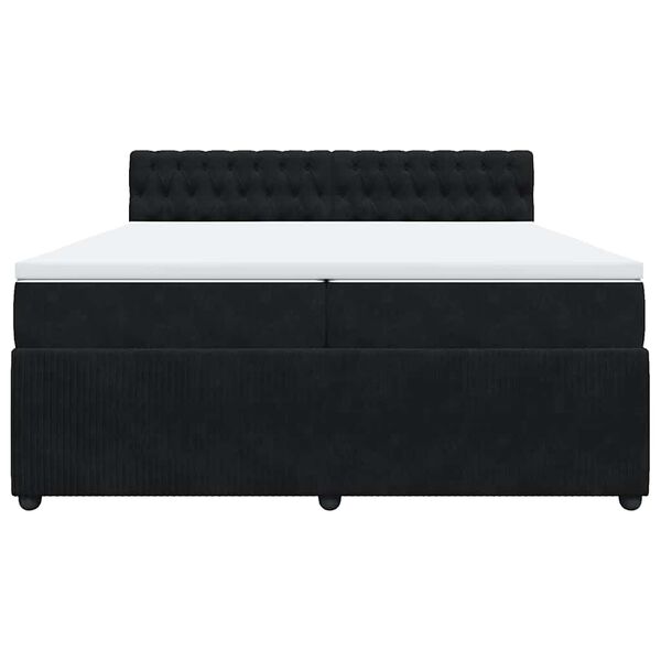 vidaXL Box spring postelja z vzmetnico črna 200x200 cm žamet