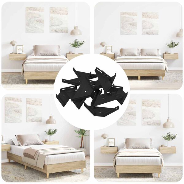 vidaXL Kotni nosilec 12 pcs Črna 138,5 x 50,5 x 16 mm elezo